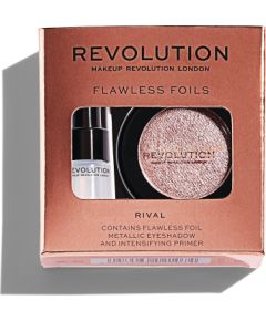 Set Makeup Revolution: Flawless Foils, Vegan, Eyeshadow Primer, 2 ml + Flawless Foils, Vegan, Eyeshadow Palette, Rival, 2 g Dekoratīvā kosmētika