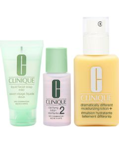 Great Skin Start Here 3 Step Set Clinique: Dramatically Different Lotion+, Fragrance Free, Moisturizing, Day & Night, Lotion, For Face, 125 ml + Clinique, Cleansing, Liquid Soap, For Face, 30 ml + Clarifying 2, Cleansing Lotion, For Face, 30 ml Dāvanu komplekti