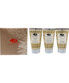 Gift Set Origins: Origins, Body Wash, 30 ml + Ginger, Nourishing, Hand Lotion, 30 ml + Ginger Souffle, Nourishing, Body Cream, 30 ml Dāvanu komplekti