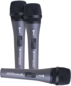 SENNHEISER 3-PACK E835-S, MICROPHONE SET WITH 3X E 835 S, VOCAL MICROPHONE, DYNAMIC, CARDIOID, I/O SWITCH, INCLUDING MICROPHONE BRACKET AND CASES Mикрофоны