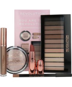 Set Makeup Revolution: Redemption, Eyeshadow Palette, 12 Shades + Strobe, Highlighting, Highlighter Cream, Moon Glow Lights, 7.5 g + Makeup Revolution, Liquid Lipstick, 5.5 ml + Lasting Kiss, Cream Lipstick, Chauffeur Nude, 3.2 g + Makeup Revolution, Prec Dekoratīvā kosmētika