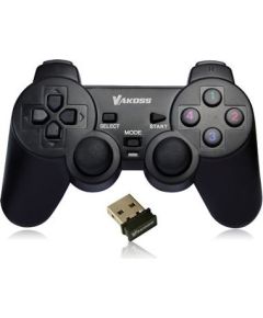 Vakoss gamepad bezprzewodowy usb z funkcją dual shock, pc/ps3, tryb cyfrowy i analogowy,  gp-4705bk czarny Piederumi konsolēm