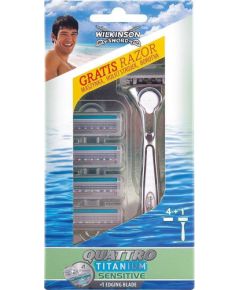 Wilkinson  Quattro Titanium Sensitive maszynka do golenia z wymiennymi ostrzami 1szt + wkłady 4szt Elektriskās zobu birstes