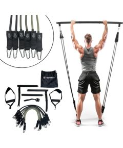 Pilates stienis ar pretestības lentēm un durvju enkuru inSPORTline Ancairo Pretestības gumijas