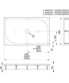 PAA Largo Dušas Paliktnis 80x160cm Крупная бытовая техника