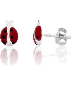 Серебряные серьги-пуссеты #2204319_ML-R+ML-BK, Серебро 925°, Ювелирная эмаль, 0.7 гр. Puseti