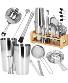 Bārmeņa komplekts šeikeris tin tin statīvs Springos KI0011 14 gab. sudraba Citi virtuves piederumi