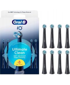 Oral-B Replaceable toothbrush heads | iO UltimateClean | Heads | For adults | Number of brush heads included 8 | Black Uzgaļi elektriskajām zobu birstēm