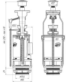 Noplūdes mehanisms 3/6 litri Aniplast Jaunumi Sadz. tehnika
