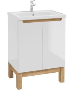 Шкафчик для ванной  DEFTRANS Space с раковиной  60 cm, белый/дуб Izlietnes skapis