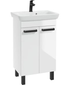 Vannas skapis CAPRI Deftrans ar izlietni Porto 55cm balts ar melniem rokturiem Izlietnes skapis, plaukts