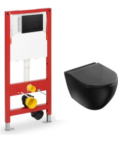 Инсталляция VENTO 5 в 1- Унитаз Hugge с крышкой SC черный, встроенная рама  500Х165мм, h=1125 мм, кнопка черная, крепления, прокладка Крупная бытовая техника