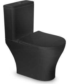 Унитаз VENTO Harstad Rimless с сиденьем Duroplast Soft Close  черный матовый, горизонтальный выпуск 3.6l, подача воды снизу Крупная бытовая техника