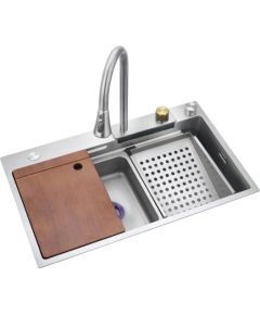 Кухонная мойка из нержавеющей стали  мультифункциональная VENTO 75X45X22 сатин врезная Крупная бытовая техника