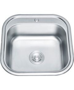 Nerūsējoša tērauda izlietne TREDI 48X48 auduma struktūra, iegriežama Jaunumi Sadz. tehnika