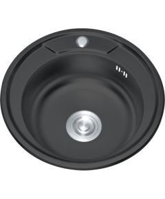 Nerūsējoša tērauda izlietne TREDI d 51 melna, iegriežama Jaunumi Sadz. tehnika