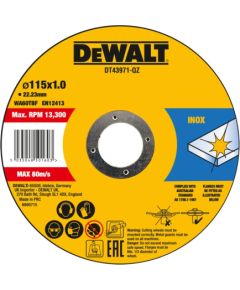 Abrazīvais griešanas disks DeWalt DT43971-QZ; 115x22,23x1,0 mm; 10 gab. Dažādi diski