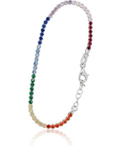 Серебряный браслет #2600451(PRh-Gr)_CZ-MIX, Серебро 925°, родий (покрытие), Цирконы, длина: 16 см, 2.7 гр.  "Orio" kolekcija