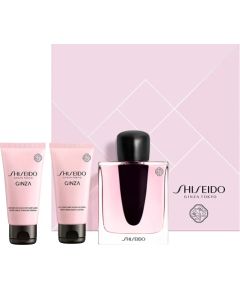 Set Shiseido: Ginza, Eau De Parfum, For Women, 50 ml + Ginza, Moisturizing, Body Lotion, 50 ml + Ginza, Cleansing, Shower Gel, For All Skin Types, 50 ml Dāvanu komplekti