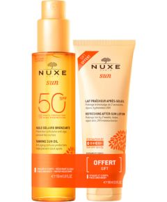 Set Nuxe: Sun, Anti-Ageing, Tanning Oil, SPF 50, 150 ml + Sun, Refreshing, After-Sun Lotion, 100 ml Dāvanu komplekti
