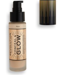 Makeup Revolution, Conceal & Glow, Illuminating, Cream Foundation, F3, 23 ml Уход за лицом