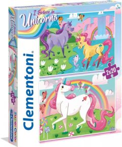 Set Duo, Clementoni, Supercolor, I Believe In Unicorns, Puzzle, For Girls, 3+ years, 2 x 20 pcs Пазлы