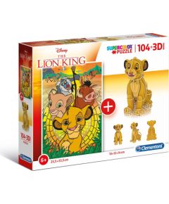Clementoni, SuperColor, Lion King 3D, Puzzle, Unisex, 6+ years, 104 pcs Puzles