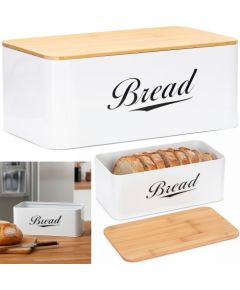 Springos Металлическая хлебница 33x18x14 см, закрытый контейнер для хлеба, бамбуковая доска, белая. Мебель для прихожей