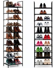 Springos Металлическая полка для обуви, 10 уровней, вертикальный шкаф для обуви 178 см, черный. Мебель для прихожей
