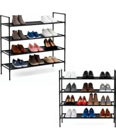 Springos Полка для обуви, 4-ярусная, металлический шкаф с полками, 75x72x28 см, черная. Мебель для прихожей