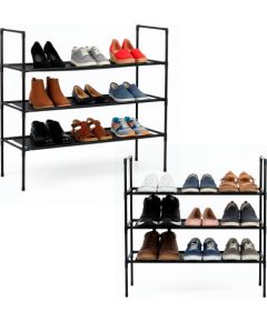 Springos Обувная полка, трехъярусная, металлический шкаф с полками, 70x72x28 см, черная. Мебель для прихожей