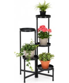 Springos Ziedu plaukts 78,5 cm metāla ziedu plaukts ar 5 plauktiem daudzlīmeņu mansarda tipa plaukts dzīvojamajai istabai melns Plaukti  