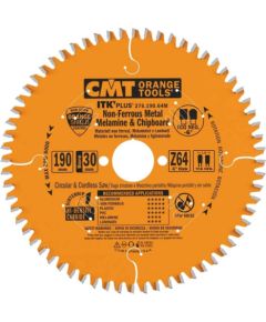 Griešanas disks alumīnijam CMT 276; 190x1,8x30; Z64; -6° Zāģripas