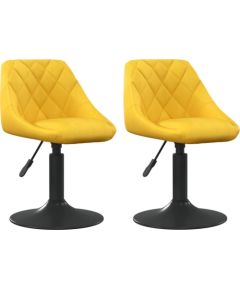 vidaXL Obrotowe krzesła stołowe, 2 szt., musztardowe, aksamitne Virtuves krēsli