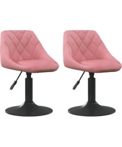 vidaXL Obrotowe krzesła stołowe, 2 szt., różowe, aksamitne Virtuves krēsli
