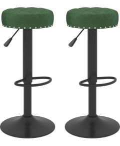 vidaXL Stołki barowe, 2 szt., ciemnozielone, obite aksamitem Virtuves krēsli