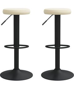 vidaXL Stołki barowe, 2 szt., kremowe, obite aksamitem Virtuves krēsli