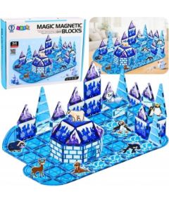 Leantoys Klocki Magnetyczne Lodowa Kraina Figurki Zwierząt Niebieskie 94 el. Konstruktori 