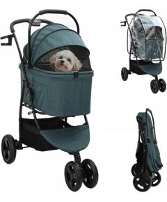 Vidaxl Składany wózek dla zwierząt Zielony 78 x 54 x 101 cm Lumarko! Suņu un kaķu transport somas