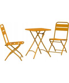 Vidaxl 3-częściowy składany zestaw bistro w musztardowym kolorze ze stali Lumarko! Dārza mēbeļu komplekti