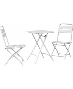 Vidaxl Zestaw bistro w białym metalu, 3 części Lumarko! Dārza mēbeļu komplekti