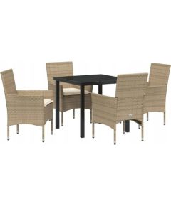 Vidaxl Zestaw do jadalni w ogrodzie z poduszką 5 pcs Beżowy Polirattan Lumarko! Dārza mēbeļu komplekti