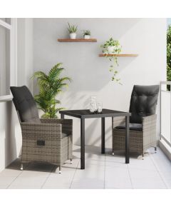 Vidaxl Zestaw do jadalni w ogrodzie z poduszką 3 pcs Szary Polirattan Lumarko! Dārza mēbeļu komplekti