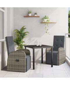 Vidaxl Zestaw do jadalni w ogrodzie z poduszką 3 pcs Szary polirattan Lumarko! Dārza mēbeļu komplekti