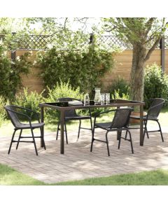 Vidaxl Zestaw do jadalni w ogrodzie 5 pcs Czarny Polirattan Lumarko! Dārza mēbeļu komplekti