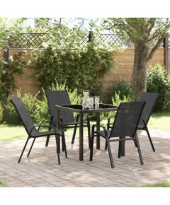Vidaxl Zestaw mebli do jadalni ogrodowej 5-częściowy, czarny Textilene i stal Lumarko! Dārza mēbeļu komplekti