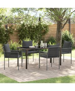 Vidaxl Zestaw do jadalni w ogrodzie 5 pcs Czarny Polirattan Lumarko! Dārza mēbeļu komplekti
