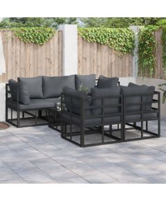Vidaxl Zestaw Sof na Ogród z poduszką 6 pcs Czarny Aluminium Lumarko! Dārza mēbeļu komplekti