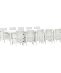 Vidaxl Zestaw do jadalni w ogrodzie z poduszką 11 pcs Biały Lumarko! Dārza mēbeļu komplekti