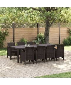 Vidaxl Zestaw do jadalni w ogrodzie 9 pcs Brązowy Rattan Polt Lumarko! Dārza mēbeļu komplekti